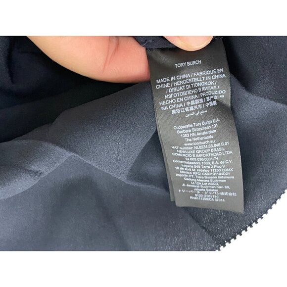 Tory Burch Womens Jane Shirt Dress Size 4 Navy Blue Crepe de chine ruffle NWT - Picture 9 of 14